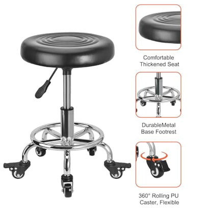 FLOLXNB Rolling Stool Low Roller Seat PU Leather, Rolling Chair Height Adjustable, Garage Stool with Wheels for Manicure Mechanic Home Office Garage Shop (Style 3) - style: Style 3