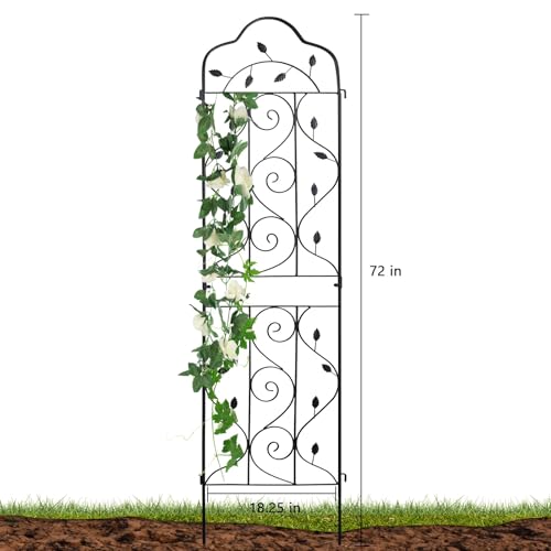 hogardeck 4 Packs 72 * 18 inch Metal Garden Trellis for Climbing Plants Outdoor,Heavy Duty,Black Coating Rustproof Trellis for Rose, Vegetable, Flowers, Expandable,Perfect for Training Climbing Plants - size: 72*18 in