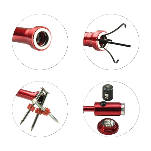24.4 in Claw Grabber Tool,Bendable Hose Reacher Pickup with LED Light,4 Claw Picking Tool for Garbage Litter Pick Home Sink Drain and Metal Small Items. (Red) - color: Red