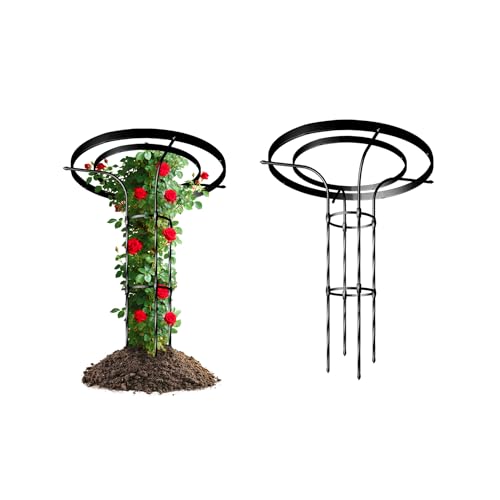 Mushroom Top Trellis for Climbing Plants Outdoor, 3.44FT Decorative Obelisk Plant Support with Rustproof PE-Coated Metal, Rose Trellis for Clematis Ivy, Black - color: 3 Floors-41.34''H/Black