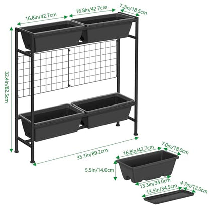 Raised Garden Beds with Legs Vertical Herb Garden Planter Indoor Outdoor - color: Gray