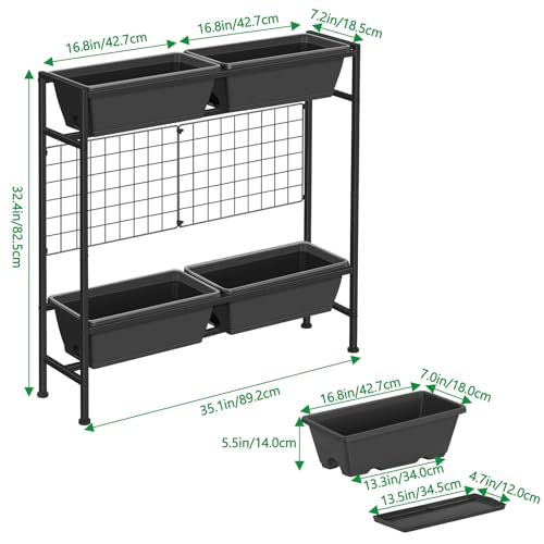 Raised Garden Beds with Legs Vertical Herb Garden Planter Indoor Outdoor - color: Gray