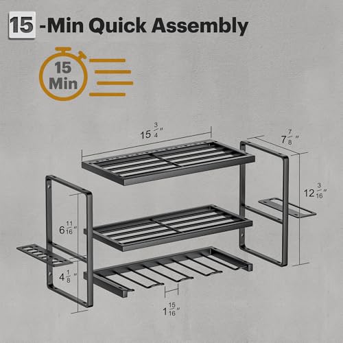 Spampur Power Tool Organizer, 3 Layers 4 Drill Holder Wall Mount - size: 3 Shelves 4 Slots