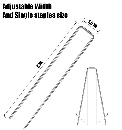 Mininfa 8 Inch Heavy Duty 8 Gauge 125 Pack Galvanized Garden Stakes, Rust Resistant Landscape Staples, Lawn pins Fabric Staples for Anchoring Landscaping, Weed Barrier Fabric, Ground Cover - size: 8 inch 125 Pack
