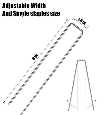 Mininfa 8 Inch Heavy Duty 8 Gauge 125 Pack Galvanized Garden Stakes, Rust Resistant Landscape Staples, Lawn pins Fabric Staples for Anchoring Landscaping, Weed Barrier Fabric, Ground Cover - size: 8 inch 125 Pack