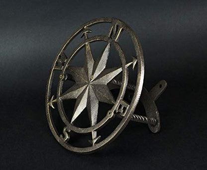 Zeckos Garden Hose Holder Compass Rose 12 Inch Cast Iron Bronze - color: Compass Rose - Bronze