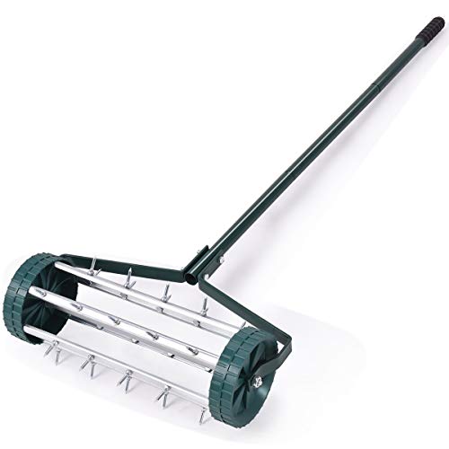 S AFSTAR 17-Inch Rolling Lawn Aerator, Spike Lawn Aerator Roller with 50-Inch Anti-Slip Handle & Tine Spikes, Garden Grass Lawn Soil Aeration Tool, Lawn Aerator Machine for Garden Patio Yard - size: 17-Inch