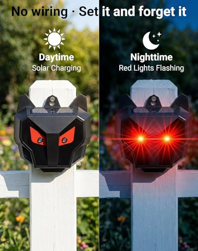 2 Pack Solar Nocturnal Animal Repeller with Dual Lights, Humane Coyote Deterrent, Racoon Repellent Outdoor for Fox, Deer & Skunk, Waterproof Predator Lights for Chicken Coop, Farm & Garden