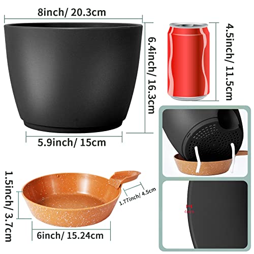 GARDIFE Plant Pots Set of 2 Pack 8 inch,Planters for Indoor Plants with Drainage Holes, Modern Decorative Flower Pots for All House Plants, Flowers, Black&Brown - color: 8-black, size: 8 inch|2 pcs