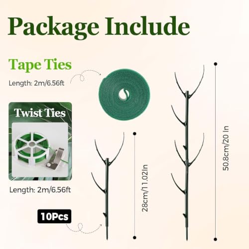 10 Pack Indoor Plant Supports, Stackable Monstera Stakes with Plant Clips