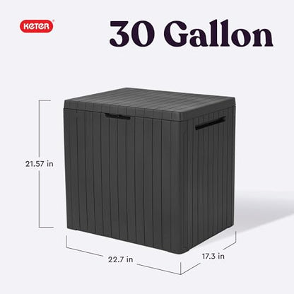 Keter City 30 Gal Outdoor Storage Box and Patio Side Table - color: Dark Grey