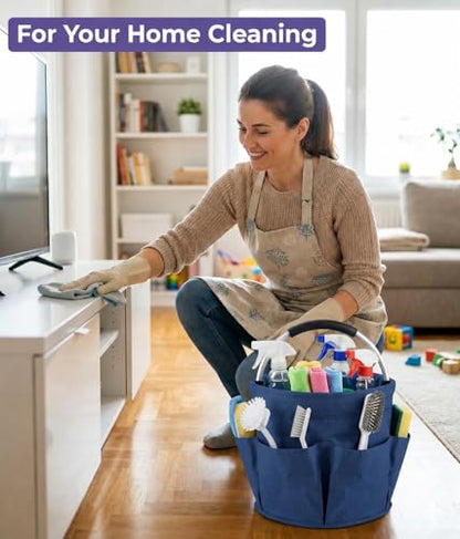 Foldable 4.5Gallon Cleaning Caddy Organizer with 6 Pockets, Non-Slip Handle