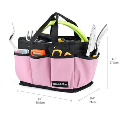 Housolution 14 Inch Gardening Tote Bag, Garden Tool Storage Bag, Pink - color: Pink, size: 14 Inch