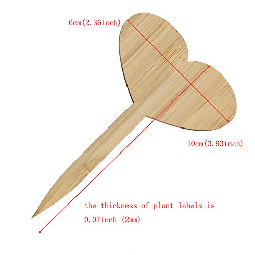 ONLYKXY 30 Pieces Plant Labels, Bamboo Plant Seed Labels Set, Wooden Plant Sign Tags, Nursery Garden Herbs Flowers Vegetables Seed Potted Plants Markers (Heart Shaped Plant Labels)