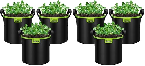 VIVOSUN 6-Pack 3-Gallon AeroBase Grow Bags, Durable Mesh Fabric Plant Container with Breathable Base and Sturdy Handles, Black - size: 3 Gallons (Pack of 2)