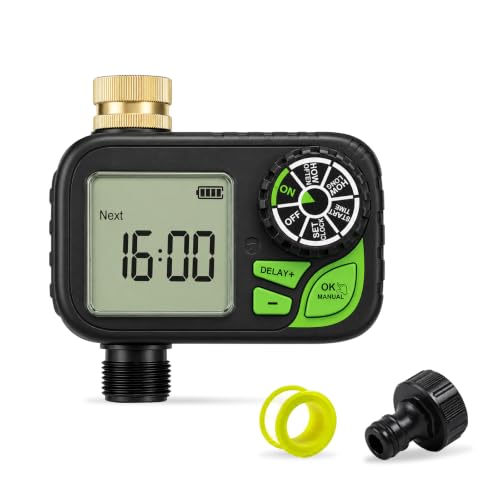 Sprinkler Timer for Garden Hose, Water Timer with Rain Delay, IP55 Weatherproof, Fits Standard 3/4" NH Hose Faucet