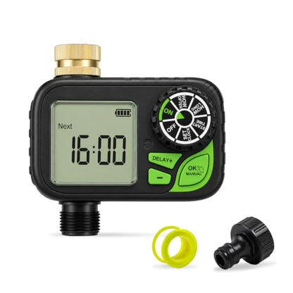Sprinkler Timer for Garden Hose, Water Timer with Rain Delay, IP55 Weatherproof, Fits Standard 3/4" NH Hose Faucet