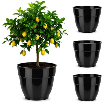 4 Pack 16 Inch Large Plant Pots,Plastic Planters for Outdoor Plants - size: 16 inch