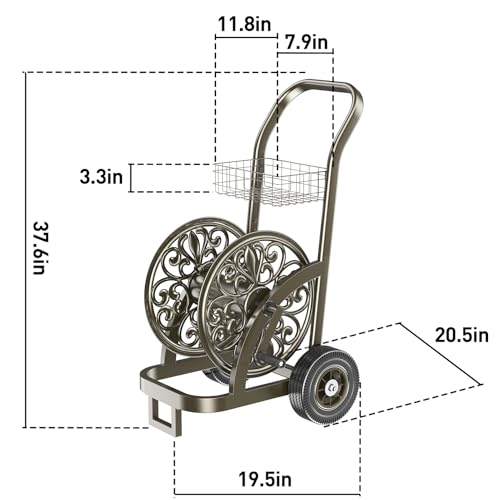 GOFORWILD Garden Hose Reel Cart, Holds 200Ft 5/8" Hose, Easy Install