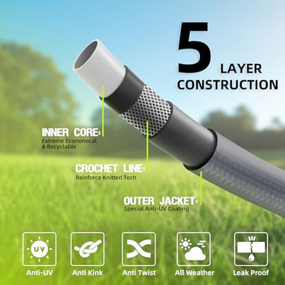 Worth 12 ft Gray Short Leader Garden Hose 5/8”, Male to Female Fittings - size: 5/8 in. x 12 ft.