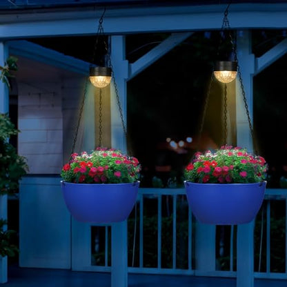 SUNNYPARK 2 Pack Solar Hanging Planters for Plants Outdoor - color: Dark Blue