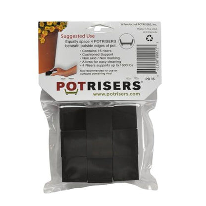 POTRISERS 16 Pack Standard 1" Wide x 1/2" Tall | Invisible Pot Feet & Plant Risers | Drainage & Airflow for Planters, Pots, Garden Decor | Patios, Decks, Gardens