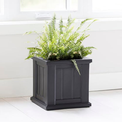 Mayne Cape Cod 14in Self-Watering Square Planter, Black - color: Black, size: 14in