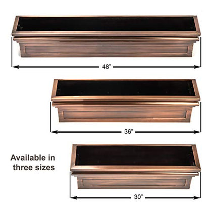 H Potter Window Box Planter with Brackets - 30" Copper Finish - Flat Back