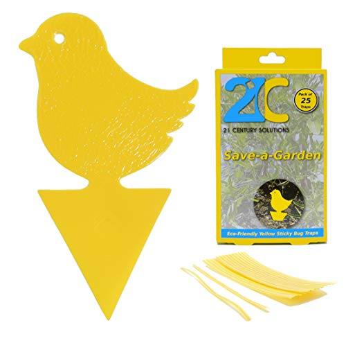 Yellow Sticky Fly Traps (25 Pack) for Gnat Whitefly Fungus Gnat Aphid Small Insects - Houseplant Disposable Glue Trappers - Bug Catcher - Bird Shape - color: Bird 25 Pack