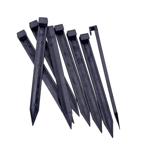 Landscape Edging Spikes, 12 Pcs 10 Inch Garden Stakes Anchoring Spikes for Paver Edging, Weed Barriers, Turf, Tent, Weed Barrier, Timber, Carpentry, Tent etc. (12, Black) - color: Black