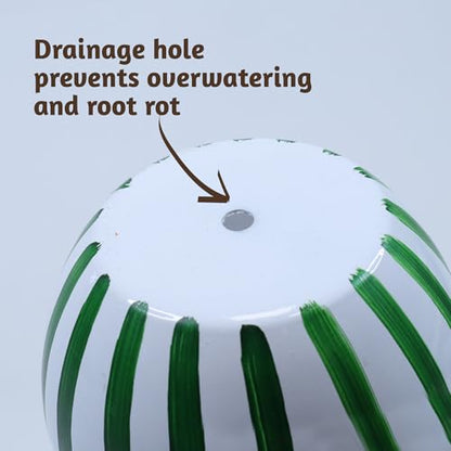 Folkulture Metal Planters for Indoor Plants with Drainage Hole & Saucer - color: Forest Green