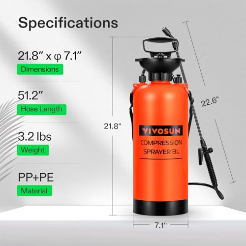 VIVOSUN 2-Gallon Pump Pressure Sprayer - color: Orange, size: 2.1 Gallons