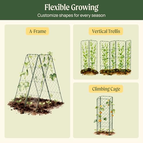 Vego Garden A-Frame Trellis 90" Tall Cucumber Cage for Garden & Pots, Rust-Resistant Tomato Stakes Heavy Gauge Plant Cage Trellis Support for Climbing Vegetables Plants 2 Pack - size: 90" Tall