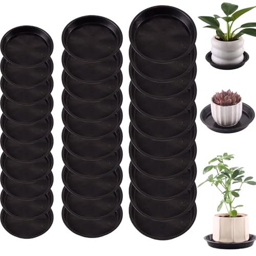 30 Pack Plant Saucer 4/5/6 Inches Plastic Drip Trays to Catch Water, Black - color: Black, size: 4/5/6 inch