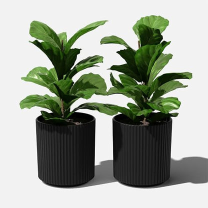 Veradek Demi Series Planter - Large Round Outdoor Planter - color: Black, size: 16 inch - 2 Pack