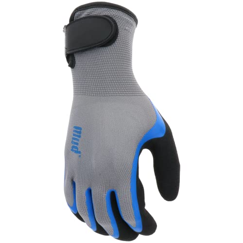 MUD Men's Simply, Hook & Loop Dual Dip Latex Garden Gloves, Grip, Water Resistant, Gray, Large/X-Large (MD32021G-LXL) (Pack of 3) - size: Large-X-Large (Pack of 3)