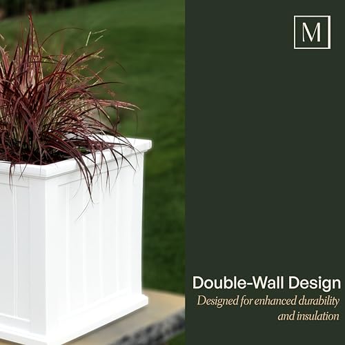 Mayne Cape Cod 20in Self-Watering Square Planter, Black - color: Black, size: 20in