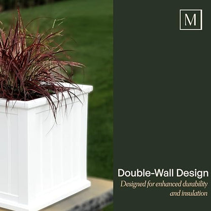 Mayne Cape Cod 20in Self-Watering Square Planter, Black - color: Black, size: 20in