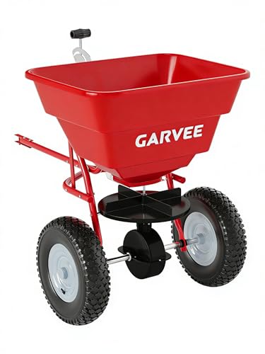 Garvee Tow-Behind Spreader, 85 Lbs Capacity Pull Broadcast Spreader - color: Red