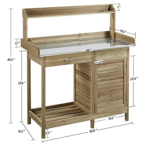 Topeakmart Outdoor Potting Bench with Storage Potting Table,Light Green - color: Light Green