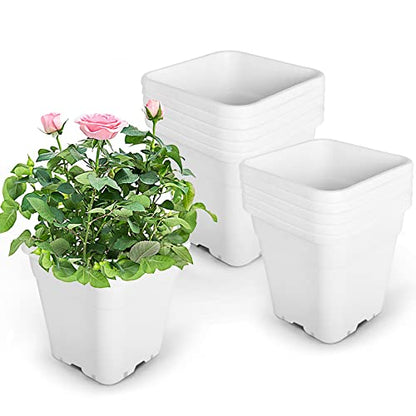 HOSTIC Plant Nursery Pot 10-Pack 3 Gallon White Plastic Garden Planter Pots Flower Seedling Injection Molded Container Seed Starting Pot for Indoor Outdoor Plants Seedlings Flowers Vegetables - size: 3 Gallon