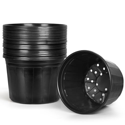 OUPSAUI 2/3/5 Gallon Pots for Plants,Flexible Gallon Plastic Nursery Pots with Drainage Holes, Plastic Pots for Outdoor Plants (3Gal-24pcs) - size: 3Gal-24pcs