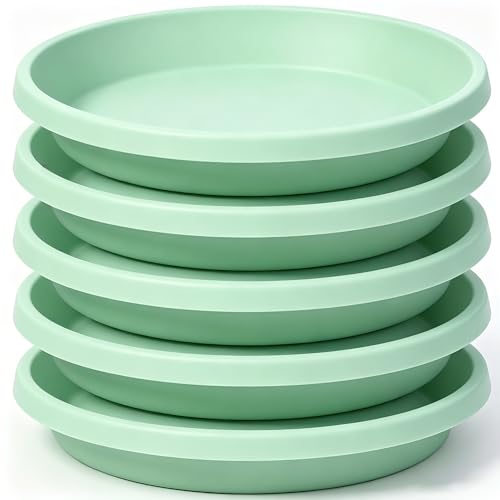 NIMYAU 5 Pack Plant Saucer 6 Inch,8 10 12 14 16 18 20 Inch, Heavy Sturdy Plant Trays for Pots, Plant Water Catcher Tray for Plants, Plastic Plant Saucers for Indoors no Holes - color: Light_green, size: 6" (5 Pack)