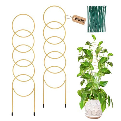 17.5 inch Small Trellis for Potted Plants, Metal Plant Trellis Indoor - color: Golden-Metal