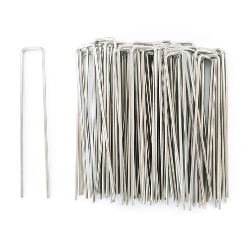 Atlantic Stainless Steel Landscape Staples Garden Stakes. (6"-Square-60pcs) - size: Square 6"x60pcs