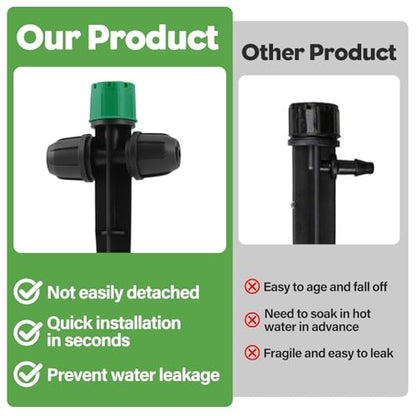 35PCS Double-Head Drip Irrigation Emitters Drippers for 1/4" Tubing (Green) - color: Green Double-head Locked Dripper