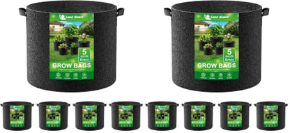 Land Guard 8-Pack Fabric Grow Bags 5 Gallon, Thickened Nonwoven Garden Pots, Growing Bags with Handles, Black - size: 5 Gallon (Pack of 2)