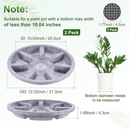 M METERXITY 2-Pack Plant Saucer, 10.04 Inch/25.5 cm Plastic Plant Trays Thicker for Pots/Indoor/Outdoor/Water Drainage and Protection, Flowerpot Drip Tray [Purple Veins] - color: Purple Veins