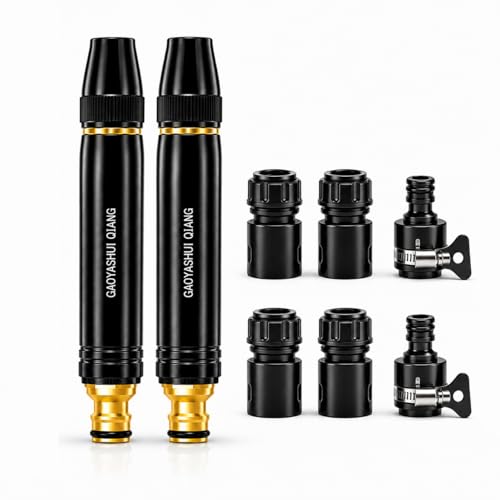 High Pressure Hose Nozzle Set, Heavy Duty Adjustable Water Gun with Dual Connector, Garden Hose Sprayer for Car Wash, Outdoor Cleaning, Lawn Watering and Patio Care (Pacifier Interface*2) - color: Pacifier Interface*2