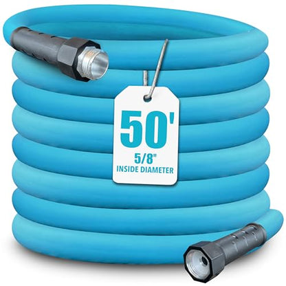 Aqua Joe 50ft Professional-Grade Hybrid Polymer Garden Hose with Dual Swivel Grips, 500-PSI Burst Rating